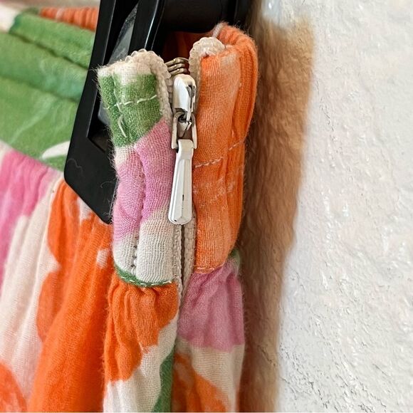 Banjanan Agatha Floral Tiered Midi Skirt in Orange/Green/Pink/White size Medium - Picture 6 of 16